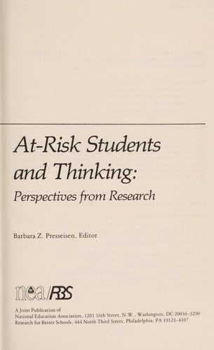 At-Risk Students and Thinking: Perspectives from Research (Nea/Rbs Aspects of Learning)