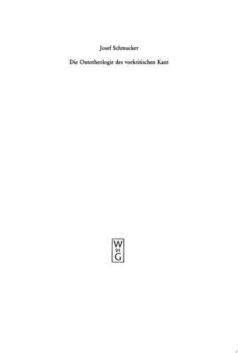 Die Ontotheologie des vorkritischen Kant