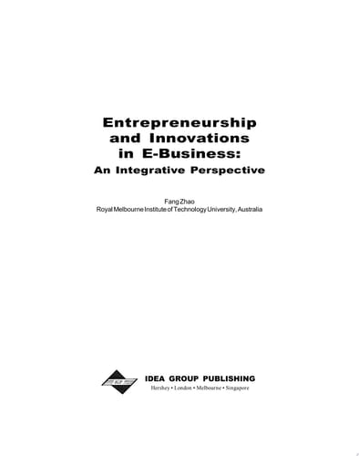 Entrepreneurship and Innovations in E-Business