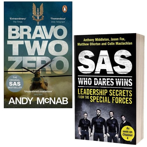 Bravo Two Zero By Andy McNab & SAS Who Dares Wins Leadership Secrets from the Special Forces By Anthony Middleton 2 Books Collection Set