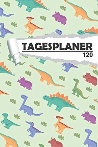 Tagesplaner Kinder Dino Cooler Terminplaner I DIN A5 I 120 Seiten I Tageskalender I Organizer für Schule, Uni und Büro