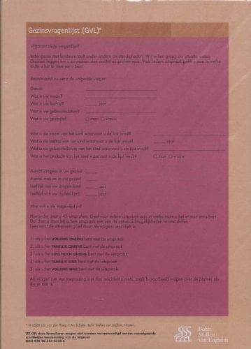 Gezinsvragenlijst (Gvl) Scoreformulieren