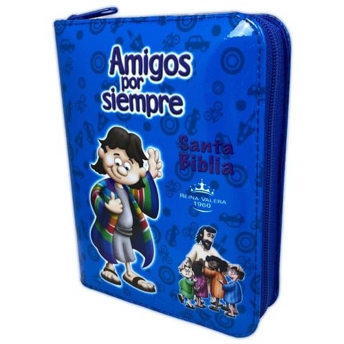 Santa Biblia Compacta Amigos por Siempre para Niños - Reina-Valera 1960 RVR 1960 imitacion piel acolchonada azul