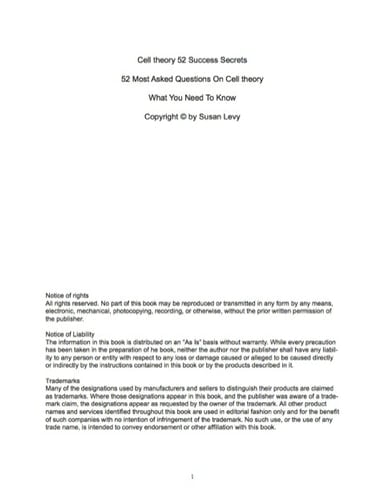 Cell theory 52 Success Secrets - 52 Most Asked Questions On Cell theory - What You Need To Know