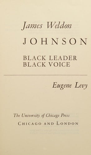 James Weldon Johnson, Black Leader, Black Voice