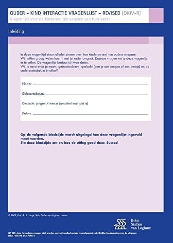 OKIV-R vragenlijst voor kinderen ten aanzien van hun vader (set van 25 stuks)