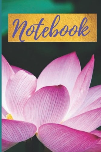 Cute colorful Lotus pink flower simple sewing, knitting, gardening hobbyist, high school/college student notebook journal