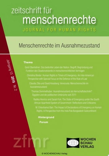 Menschenrechte im Ausnahmezustand zeitschrift für menschenrechte 2/2019