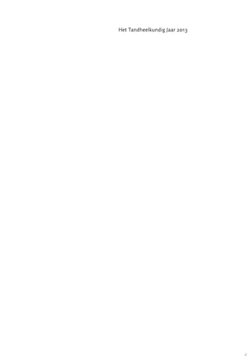 Het Tandheelkundig Jaar 2013
