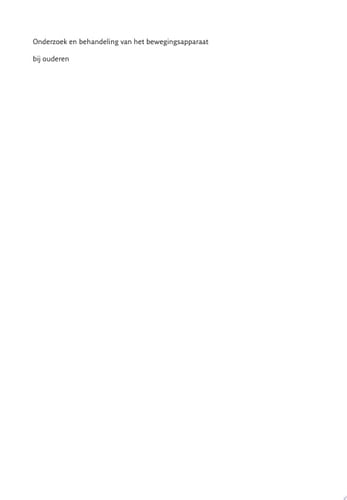 Onderzoek en behandeling van het bewegingsapparaat bij ouderen