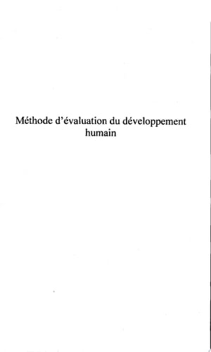 Méthode d'évaluation du développement humain De l'émancipation à l'affinement - Esquisse