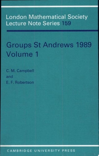 Groups St Andrews 1989: Volume 1