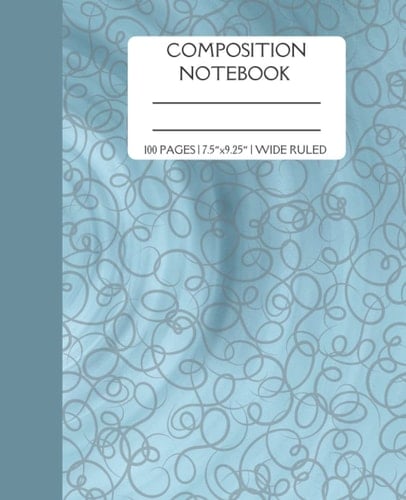 Compositions Notebook: Blue Swirls | Wide Ruled | 7.5" x 9.25" | 100 Pages