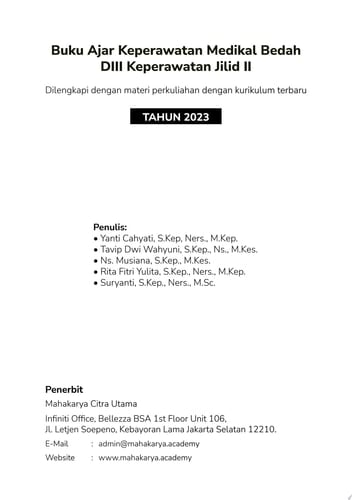 Buku Ajar Keperawatan Medikal Bedah DIII Keperawatan Jilid II