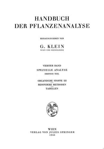 Spezielle Analyse Dritter Teil Organische Stoffe III Besondere Methoden Tabellen