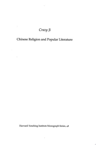 Crazy Ji Chinese Religion and Popular Literature