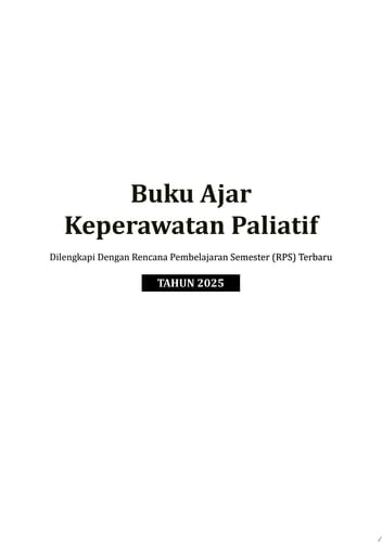 Buku Ajar Keperawatan Paliatif