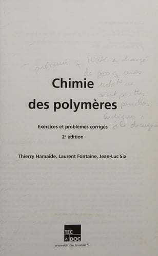 Chimie des polymères exercices et problèmes corrigés
