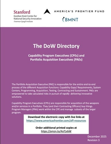 The DoW Directory: Portfolio Acquisition Executives (PAEs), Capability Program Executives (CPEs) and Program Executive Offices (PEOs)