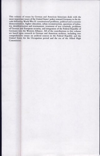 American Policy and the Reconstruction of West Germany, 1945-1955