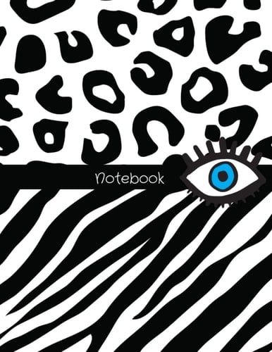 Evil Eye Leopard Zebra Print Journal Notebook: Stylish Black and White Leopard Zebra Print Composition Stripes Notebook