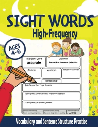 Sight Words High Frequency: 40 weeks of vocabulary and sentence structure skills: Prepositional Phrases Worksheets, Handouts, Literacy Center Ideas