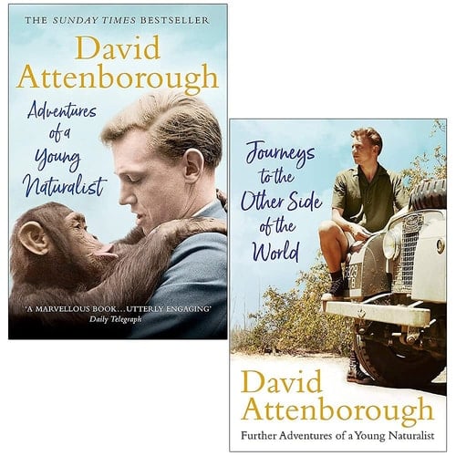 David Attenborough 2 Books Collection Set (Adventures of a Young Naturalist & Journeys to the Other Side of the World)