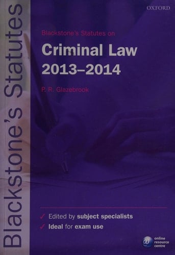 Blackstone's Statutes on Criminal Law 2013-2014