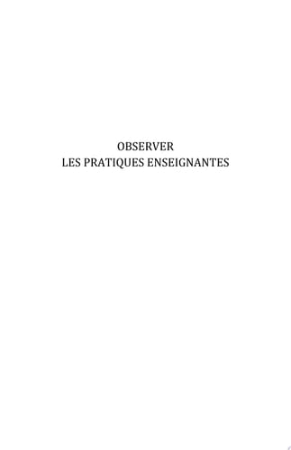Observer les pratiques enseignantes