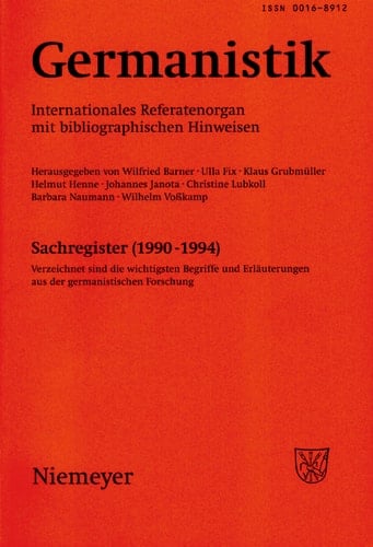 Germanistik, Sachregister (1990-1994)