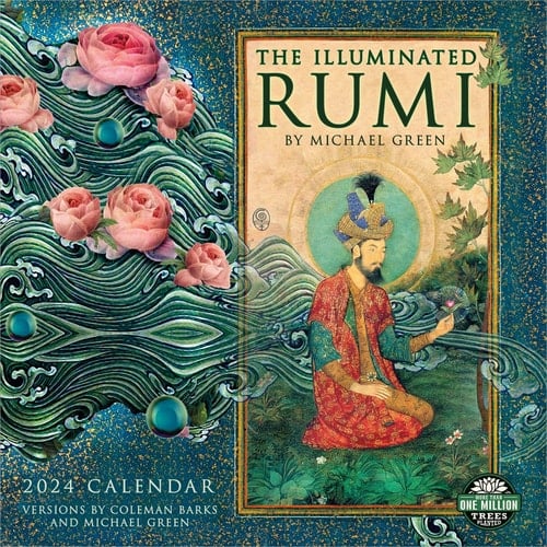 Illuminated Rumi 2024 Wall Calendar | 12" x 24" Open | Amber Lotus Publishing
