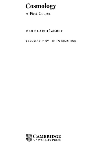 Cosmology A First Course