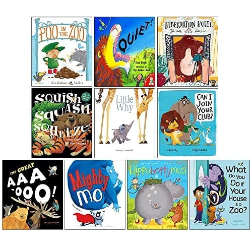 Zoo Series 10 Picture Flat Books Collection Set (Quiet, Little Why, Poo in the Zoo, Mighty Mo, The Great AAA-OOO!, Can I Join Your Club & MORE!)