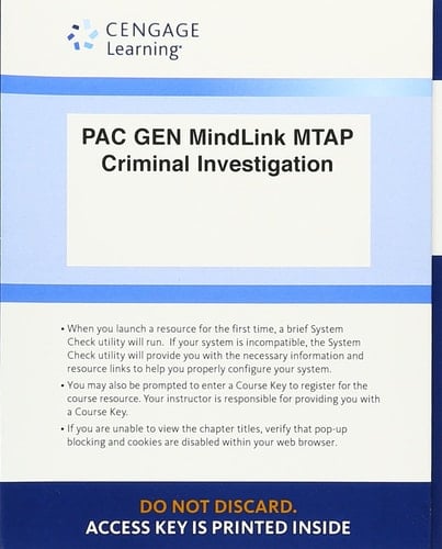 LMS Integrated for MindTap Criminal Justice, 1 term (6 months) Printed Access Card for Hess' Criminal Investigation, 11th