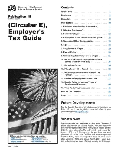 Publication 15: (Circular E), Employer's Tax Guide