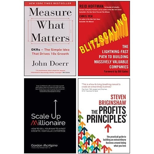 Measure What Matters, Blitzscaling, Scale Up Millionaire, The Profits Principles 4 Books Collection Set