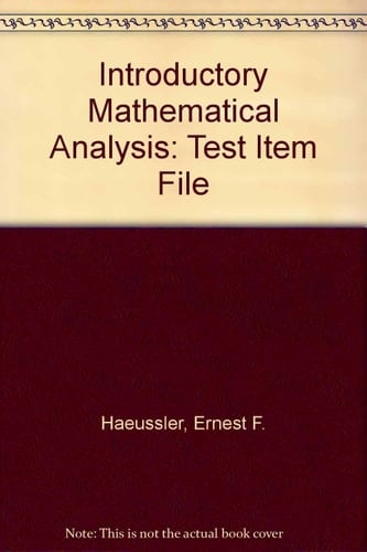 Intro Mathematical Analy Busn Econ and Life Soc