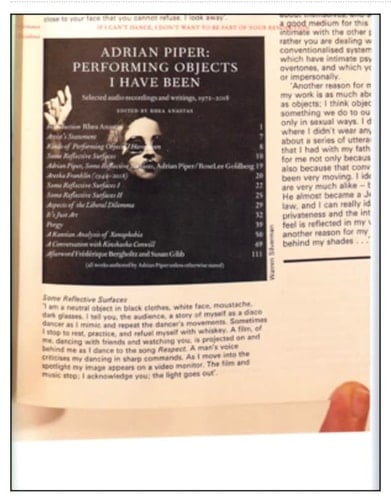 Adrian Piper, Performing Objects I Have Been Selected Audio Recordings and Writings, 1972-2018