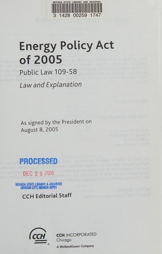 Energy Policy Act of 2005 Law and Explanation