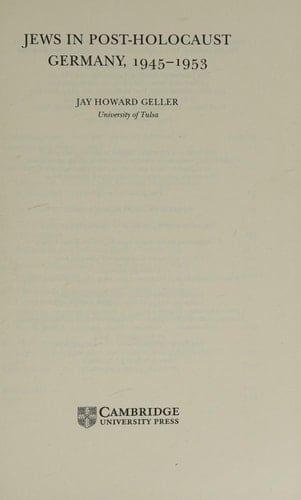 Jews in Post-Holocaust Germany, 1945-1953