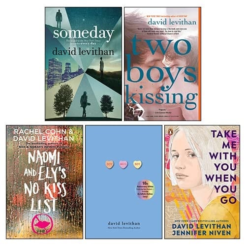 David Levithan 5 Books Collection Set (Naomi and Ely's No Kiss List, Two Boys Kissing, Boy Meets Boy, Take Me With You When You Go, Someday)