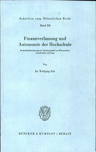 Finanzverfassung und Autonomie der Hochschule