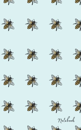 Notebook: Pastel Blue Bee Print