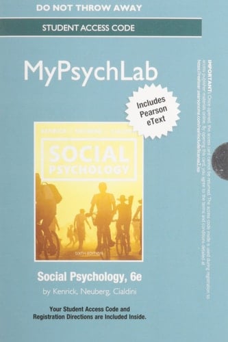 Social Psychology MyPsychLab Access Card Includes Pearson EText