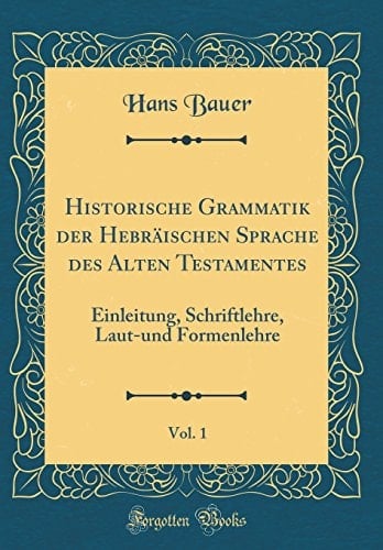 Historische Grammatik Der Hebräischen Sprache Des Alten Testamentes, Vol. 1 Einleitung, Schriftlehre, Laut-Und Formenlehre (Classic Reprint)