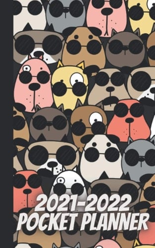 2021-2022 pocket planner: 2 Year Monthly Pocket Planner, Agenda,Organizer with 24 Months Spread View with habit tracker, vision board, goal checklist ... pocket planner monthly dog lovers gif