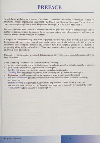 New Syllabus Mathematics Textbook 3 6th Edition