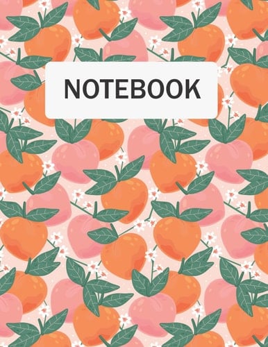 Notebook: Peach Print Composition Notebook College Ruled 100 pages Large 8.5 x 11 High Quality