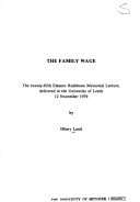 The Family Wage (Eleanor Rathbone Memorial Lectures)
