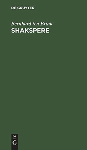 Shakspere Fünf Vorlesungen Aus Dem Nachlass